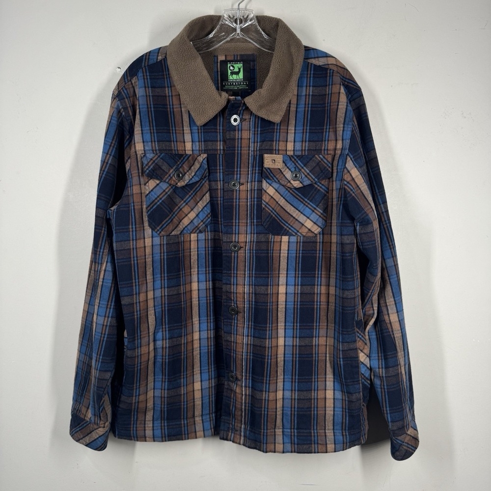 Hippy Tree Jacket Men Sz M Brown Button Up Flannel Shacket Nomad Hike Workwear